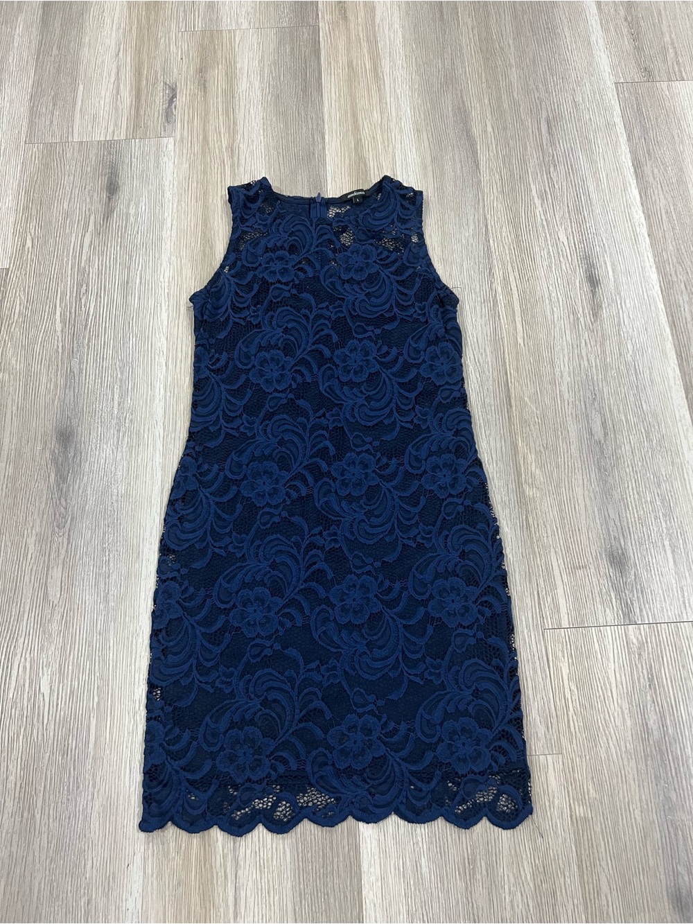 Ambiance Navy Floral Lace Sheath Dress